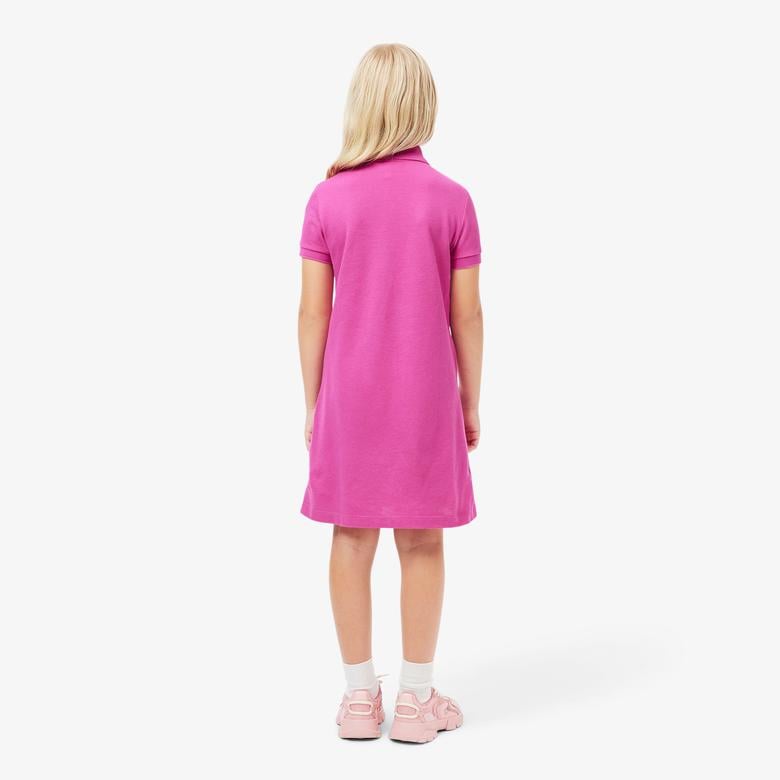 Kız Çocuk Kısa Kollu Polo Yaka Pembe Elbise