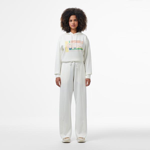 Lacoste Kadın Loose Fit Beyaz Eşofman Altı