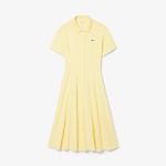 Kadın Flare Fit Kısa Kollu Polo Yaka Sarı Elbise
