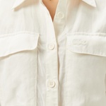 Kadın Flare Fit Kısa Kollu Gömlek Yaka Beyaz Elbise