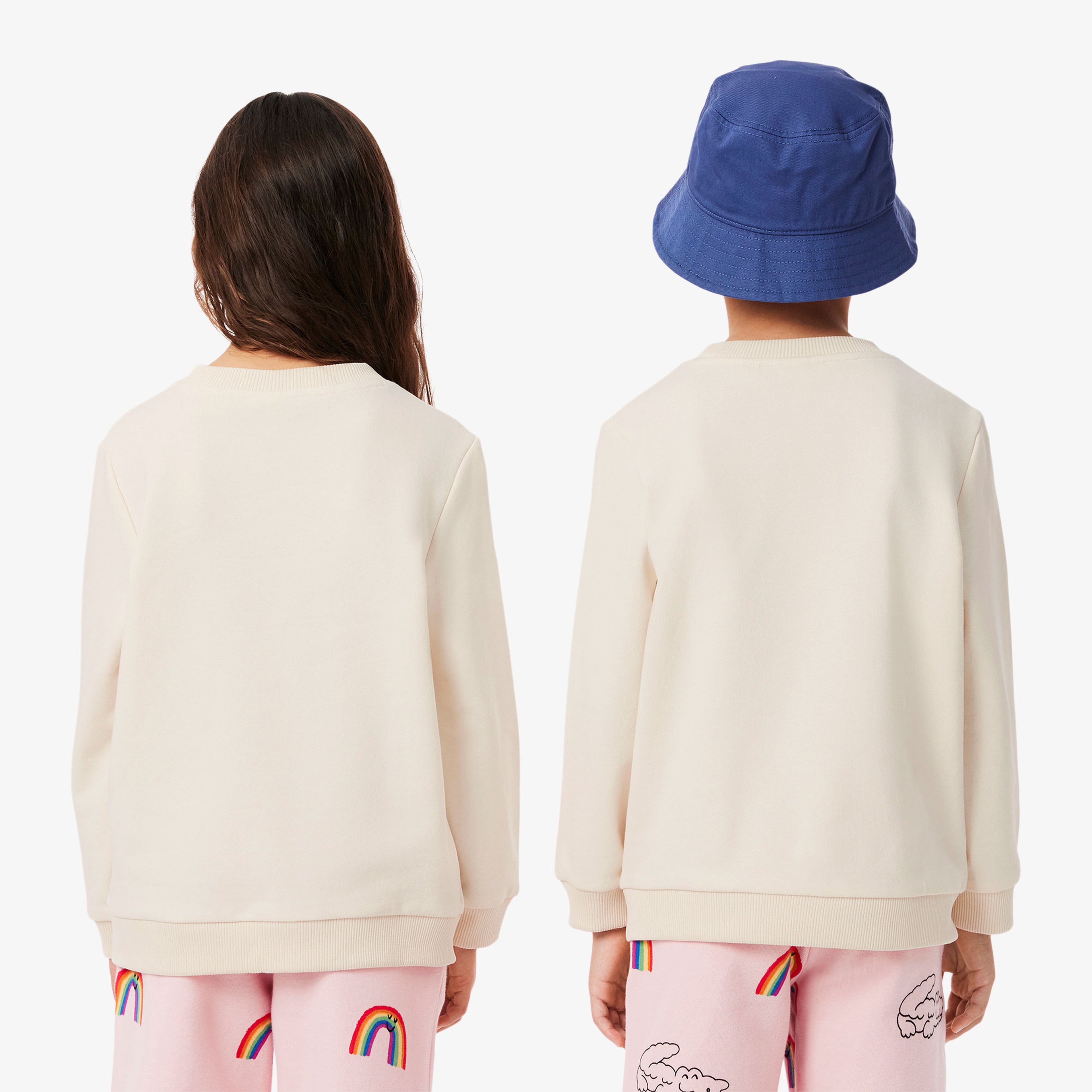 Çocuk Bisiklet Yaka Desenli Krem Sweatshirt