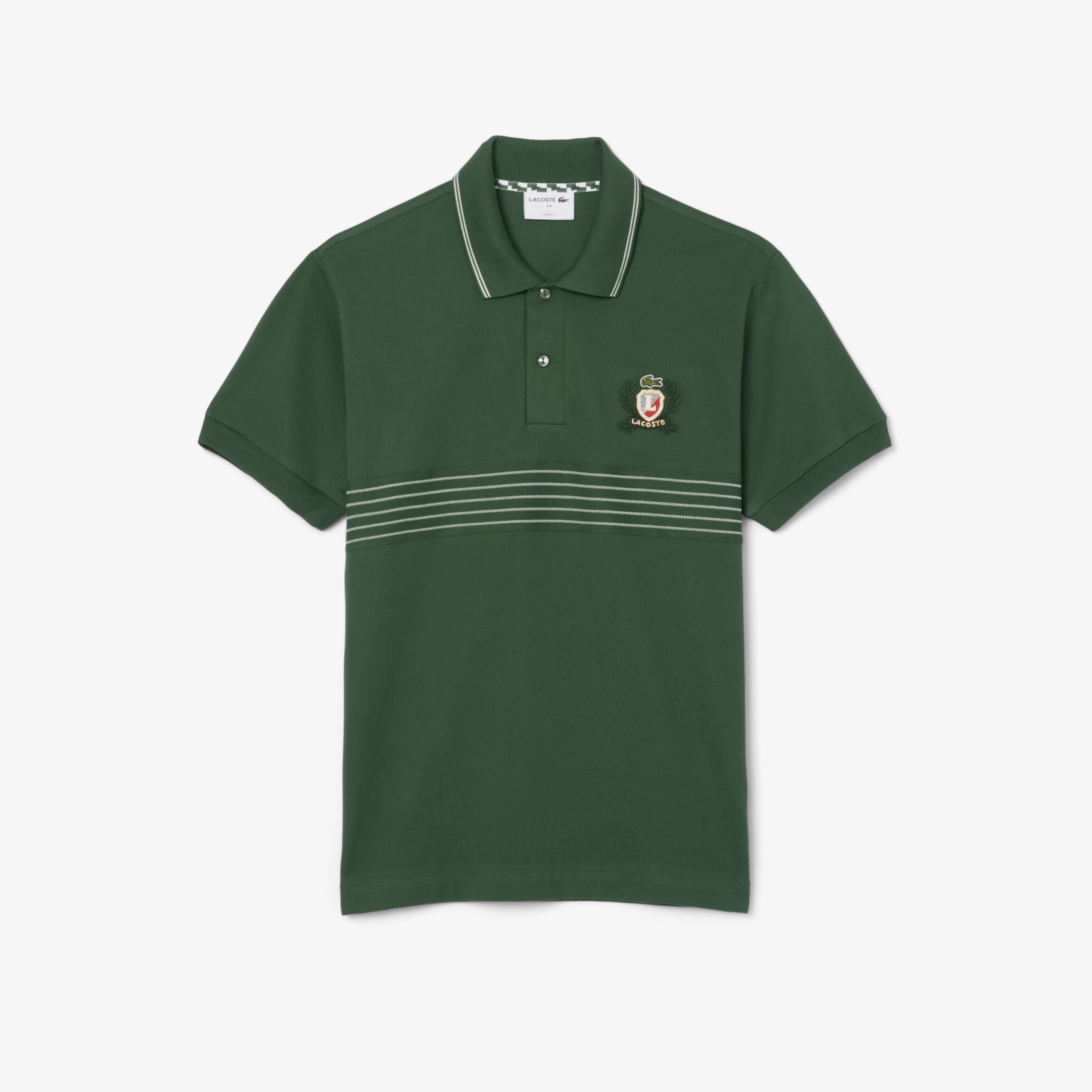 Erkek Classic Fit Çizgili Yeşil Polo