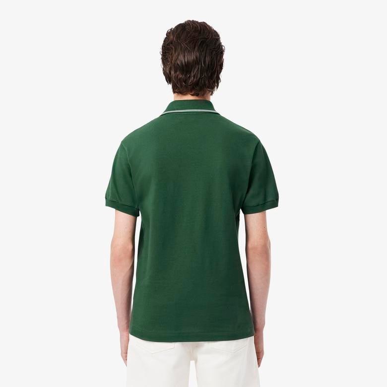 Erkek Classic Fit Çizgili Yeşil Polo