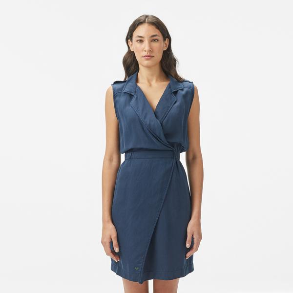 Kadın Classic Fit Kolsuz Lacivert Elbise