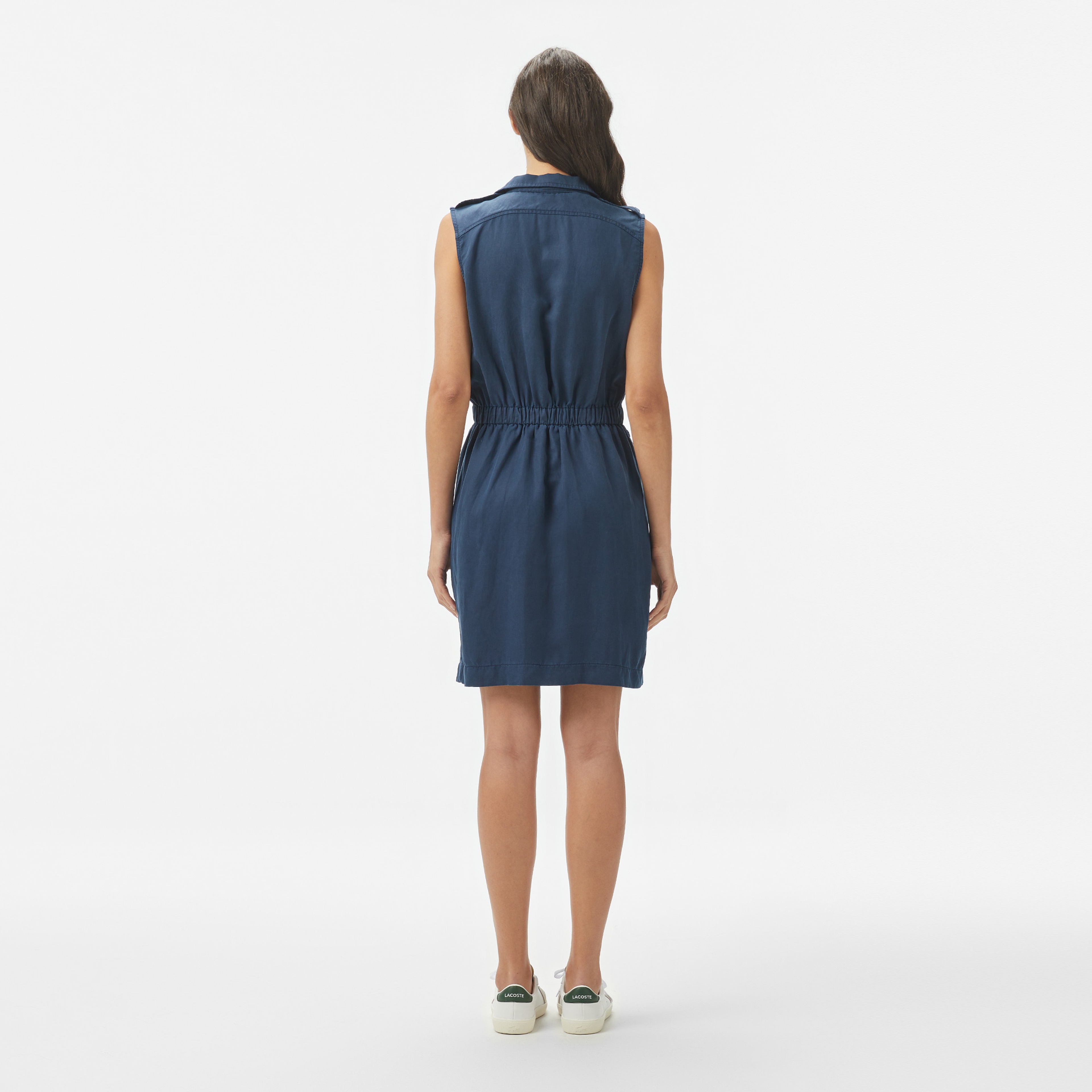 Kadın Classic Fit Kolsuz Lacivert Elbise