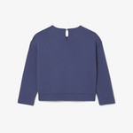 Kız Çocuk Uzun Kollu Bisiklet Yaka Baskılı Mor T-Shirt