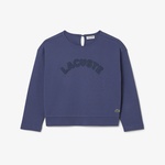 Kız Çocuk Uzun Kollu Bisiklet Yaka Baskılı Mor T-Shirt