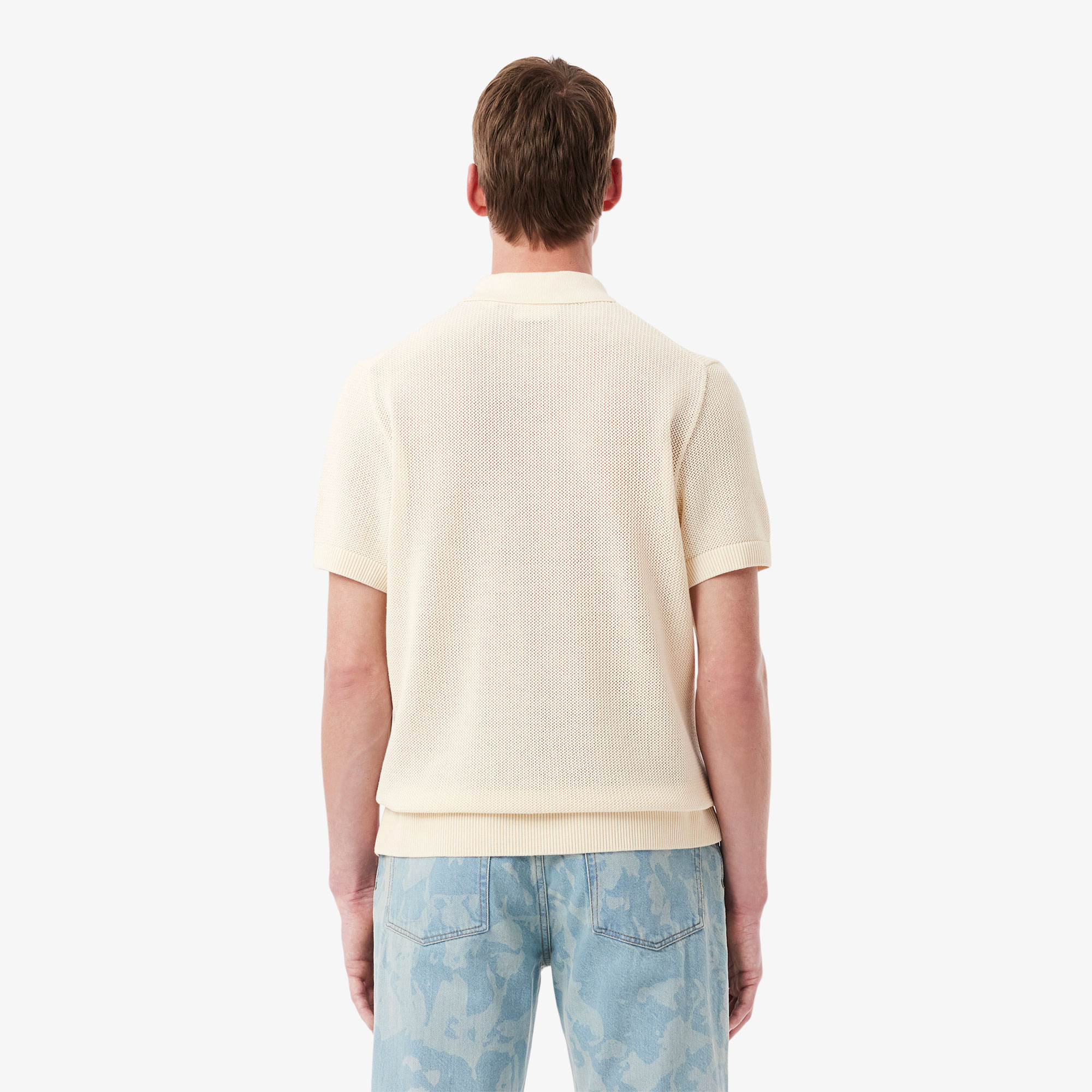 Erkek Kısa Kollu Polo Yaka Krem Triko