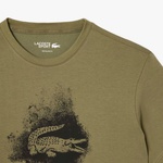 Erkek Regular Fit Bisiklet Yaka Baskılı Haki T-Shirt