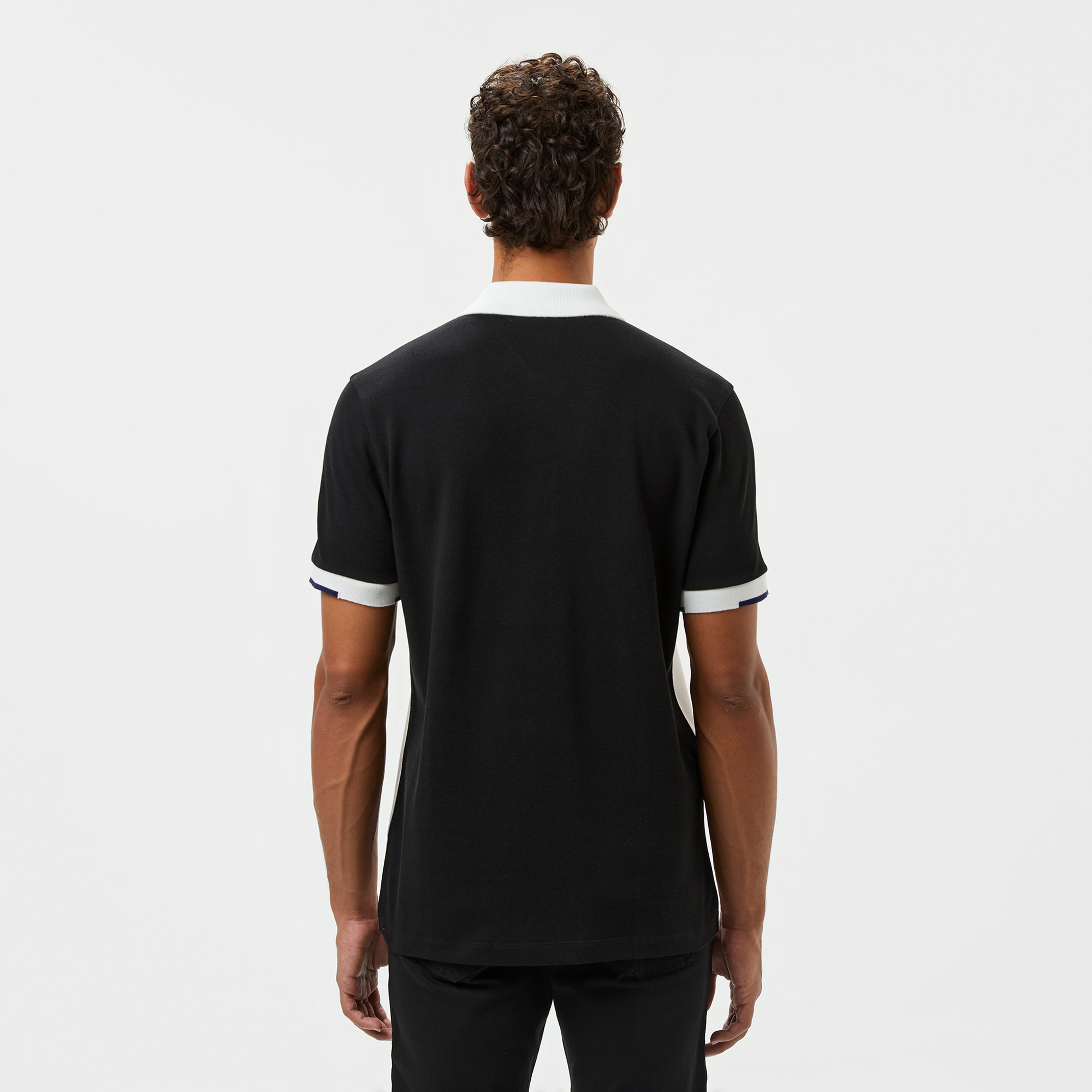 Erkek Regular Fit Renk Bloklu Beyaz Polo