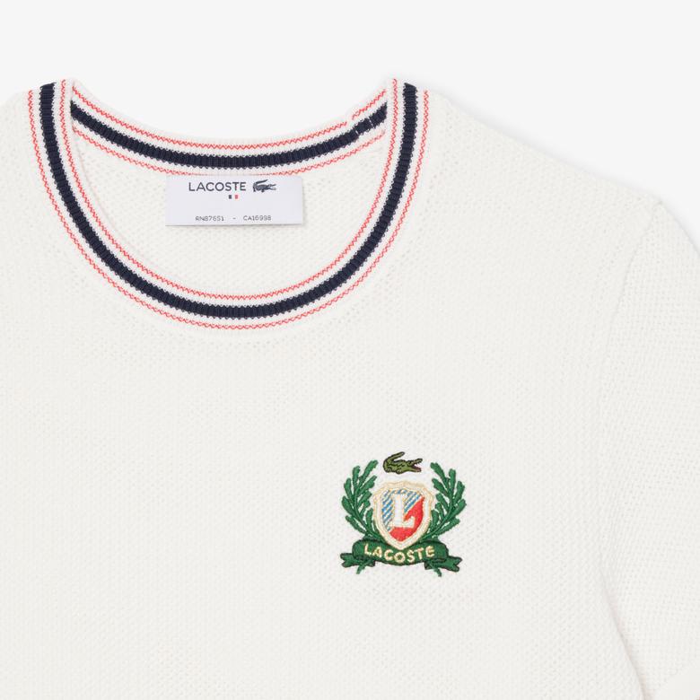 Kadın Regular Fit Kısa Kollu Bisiklet Yaka Beyaz Triko