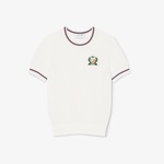 Kadın Regular Fit Kısa Kollu Bisiklet Yaka Beyaz Triko