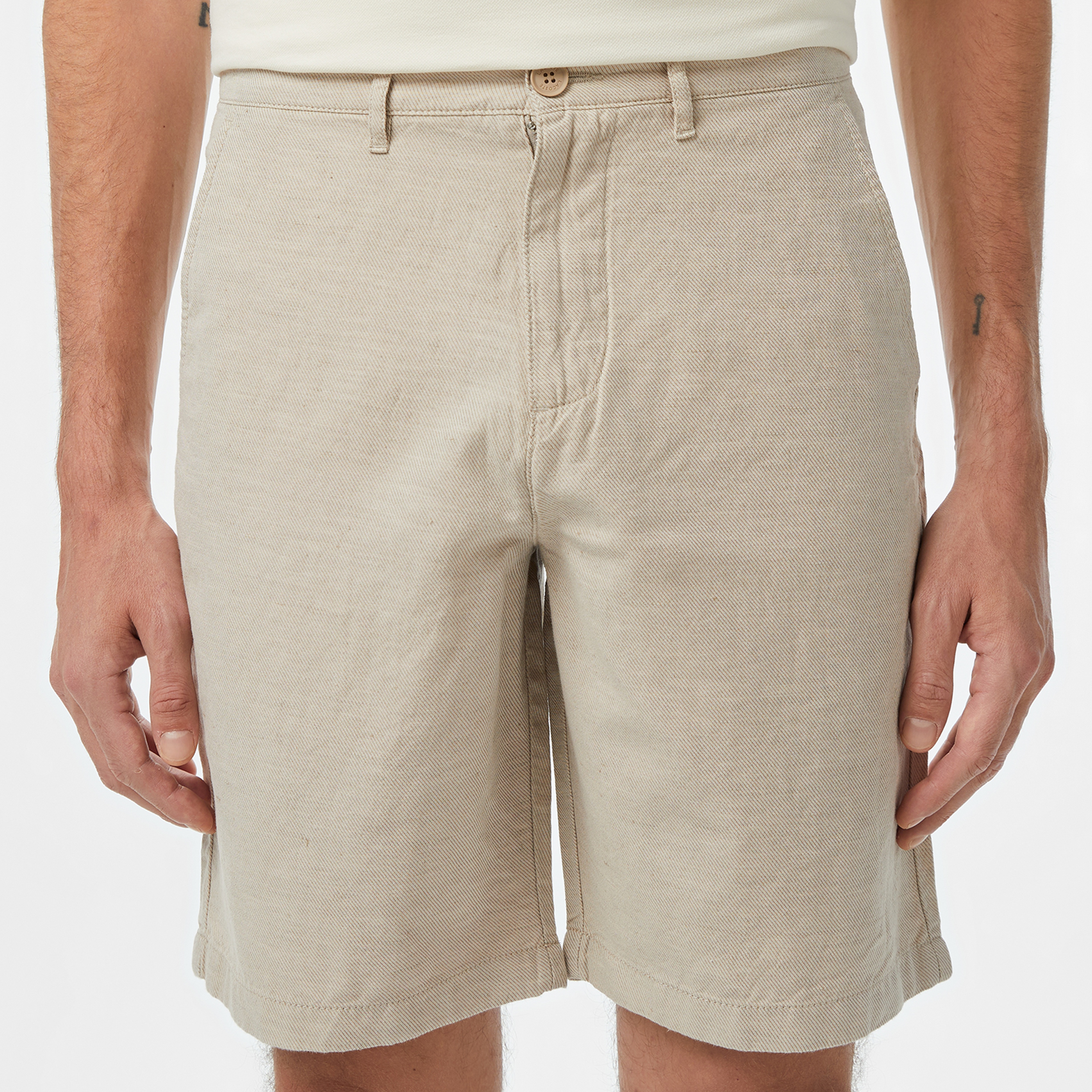 Erkek Slim Fit Bej Bermuda Şort