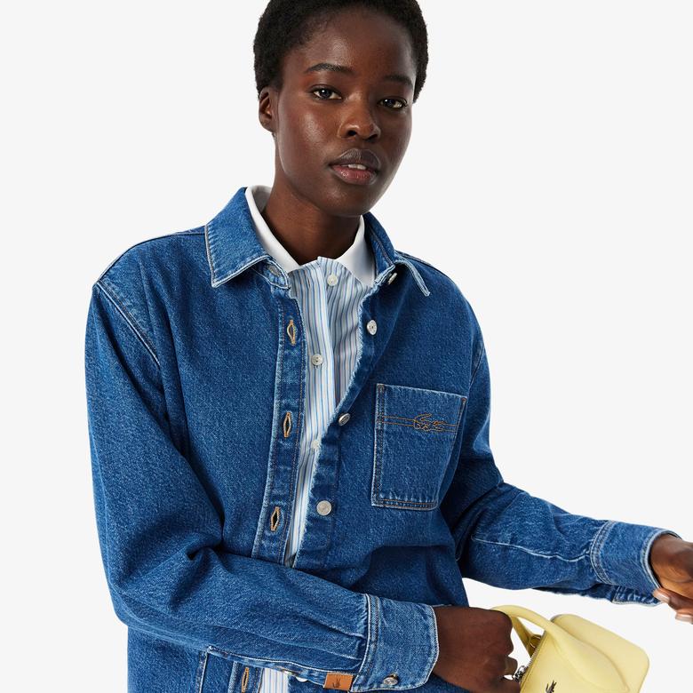 Kadın Relaxed Fit Denim Lacivert Ceket