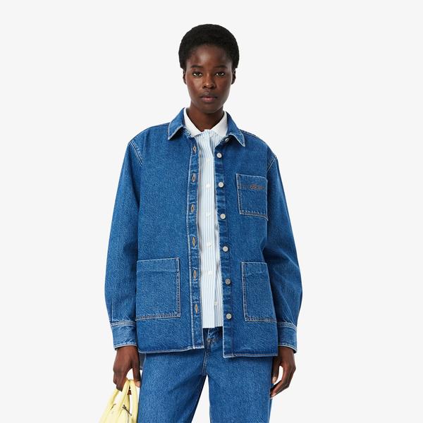 Kadın Relaxed Fit Denim Lacivert Ceket