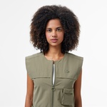 Kadın Regular Fit Kolsuz Fermuarlı Haki Gömlek