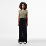 Kadın Regular Fit Kolsuz Fermuarlı Haki Gömlek