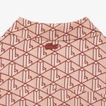 Kadın Oversize Fit Kısa Kollu Monogram Bej Gömlek