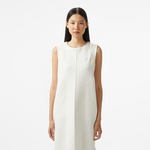 Kadın Relaxed Fit Kolsuz Bisiklet Yaka Beyaz Elbise