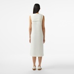 Kadın Relaxed Fit Kolsuz Bisiklet Yaka Beyaz Elbise