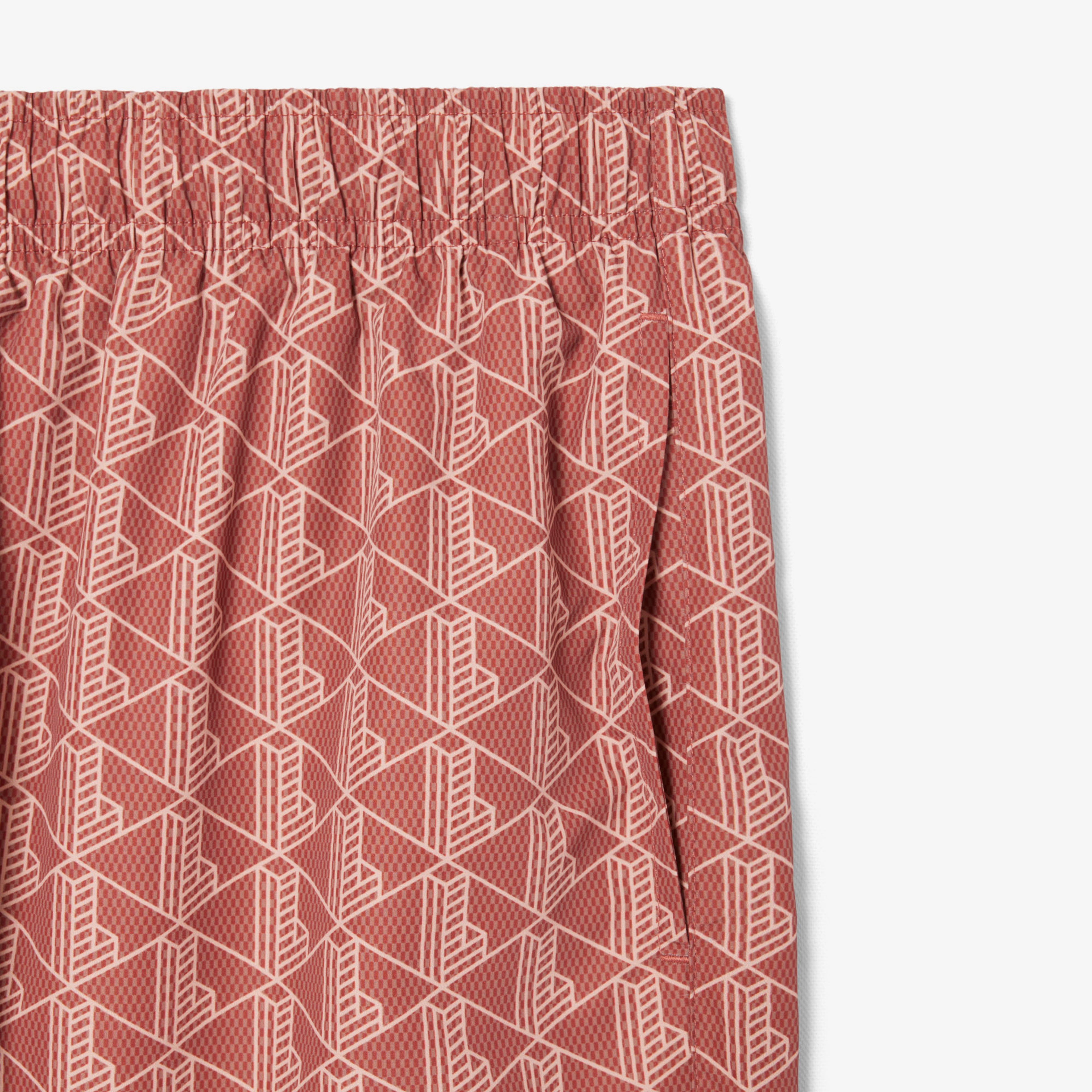 Lacoste Mid Monogram Print Swim Erkek Turuncu Mayo