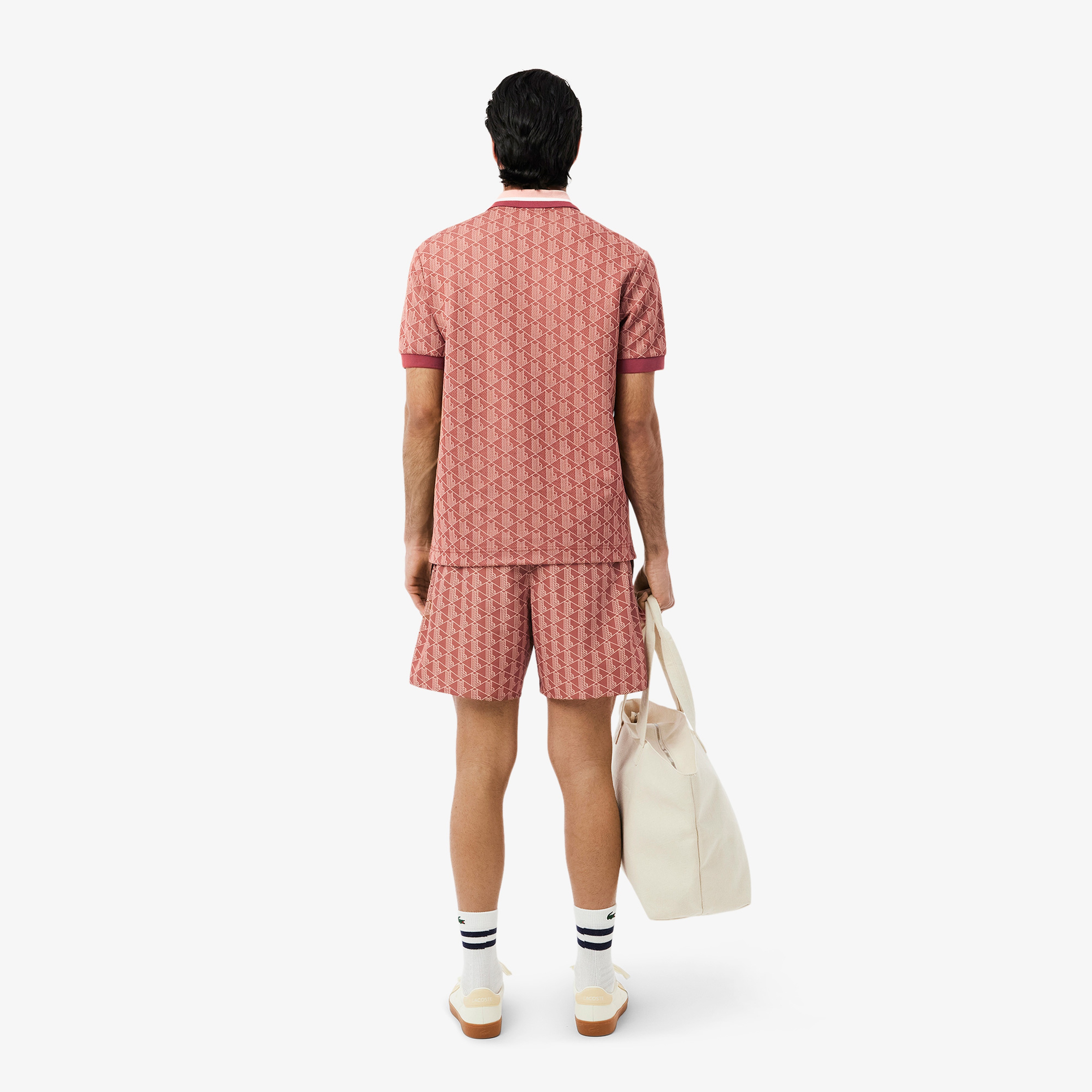 Lacoste Mid Monogram Print Swim Erkek Turuncu Mayo