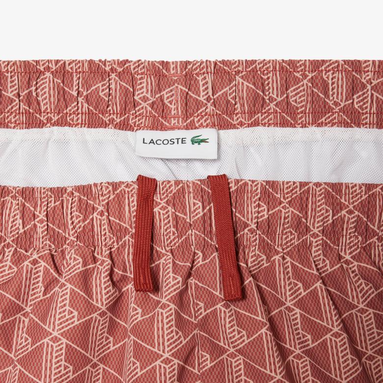 Lacoste Mid Monogram Print Swim Erkek Turuncu Mayo