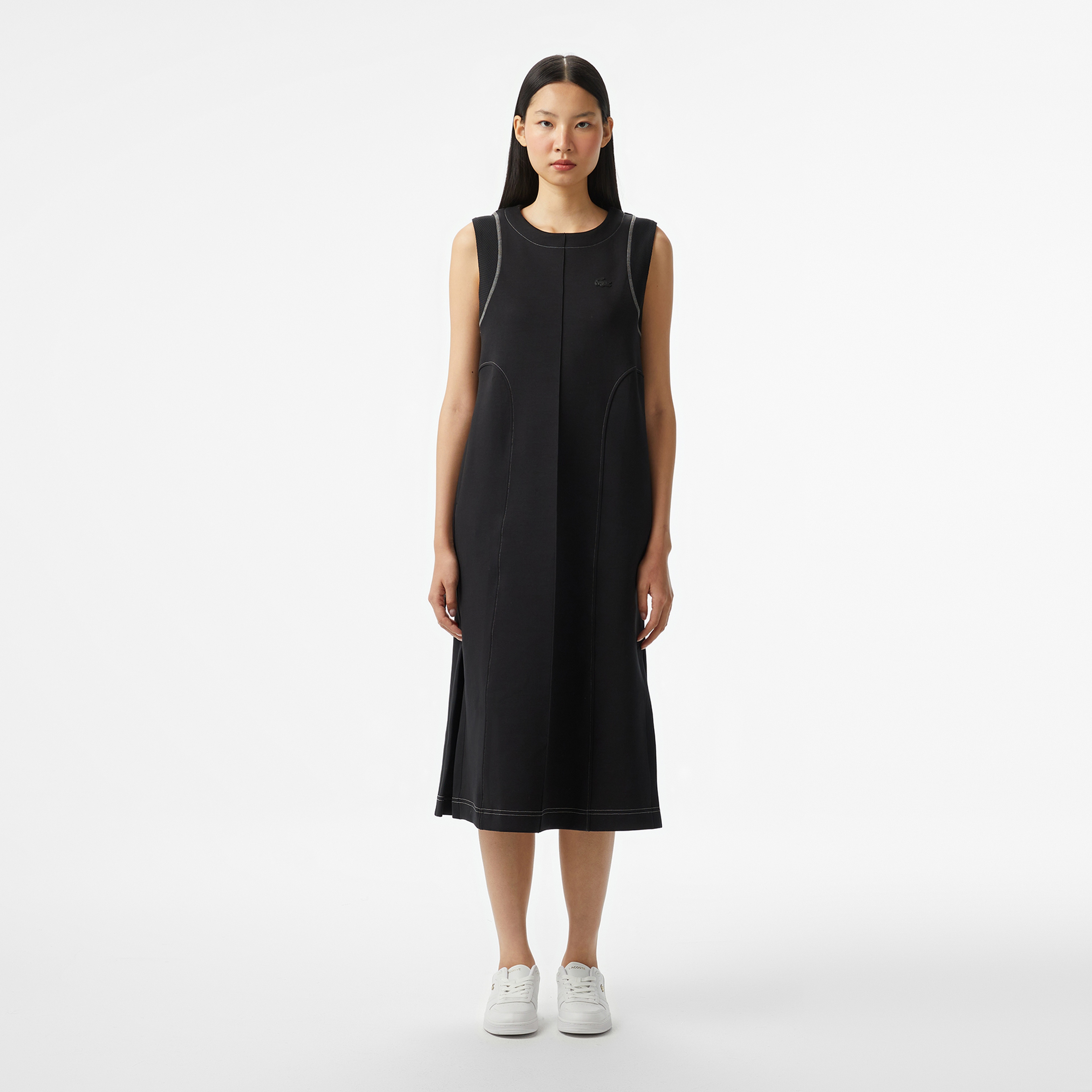 Kadın Relaxed Fit Kolsuz Bisiklet Yaka Siyah Elbise