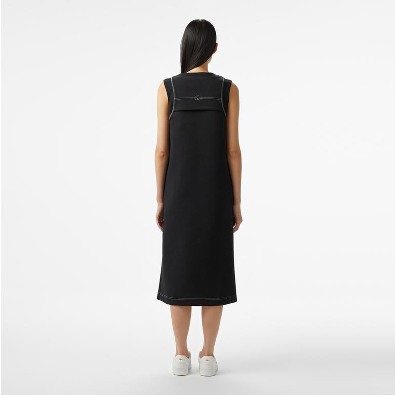 Kadın Relaxed Fit Kolsuz Bisiklet Yaka Siyah Elbise