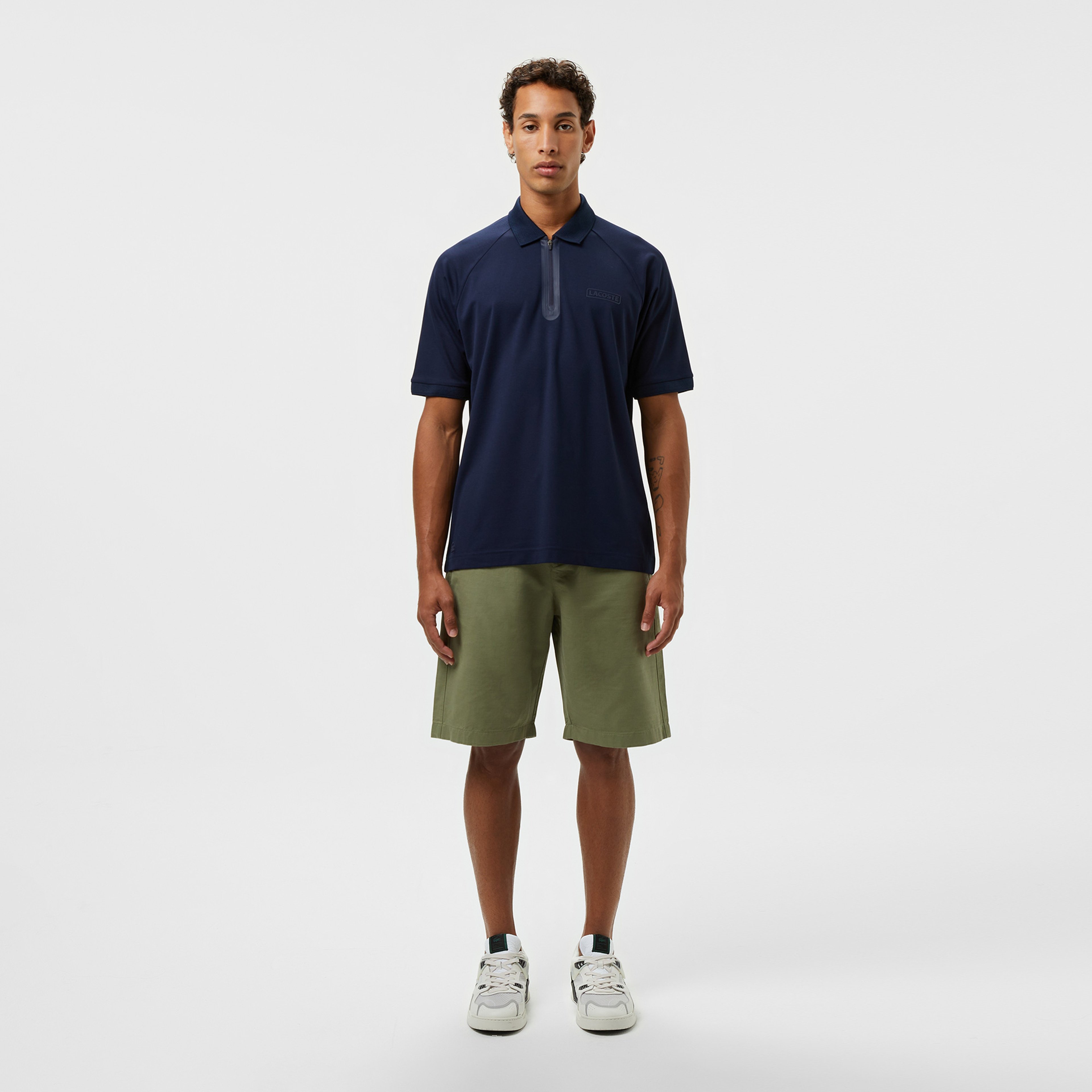 Erkek Oversize Fit Yarım Fermuarlı Lacivert Polo