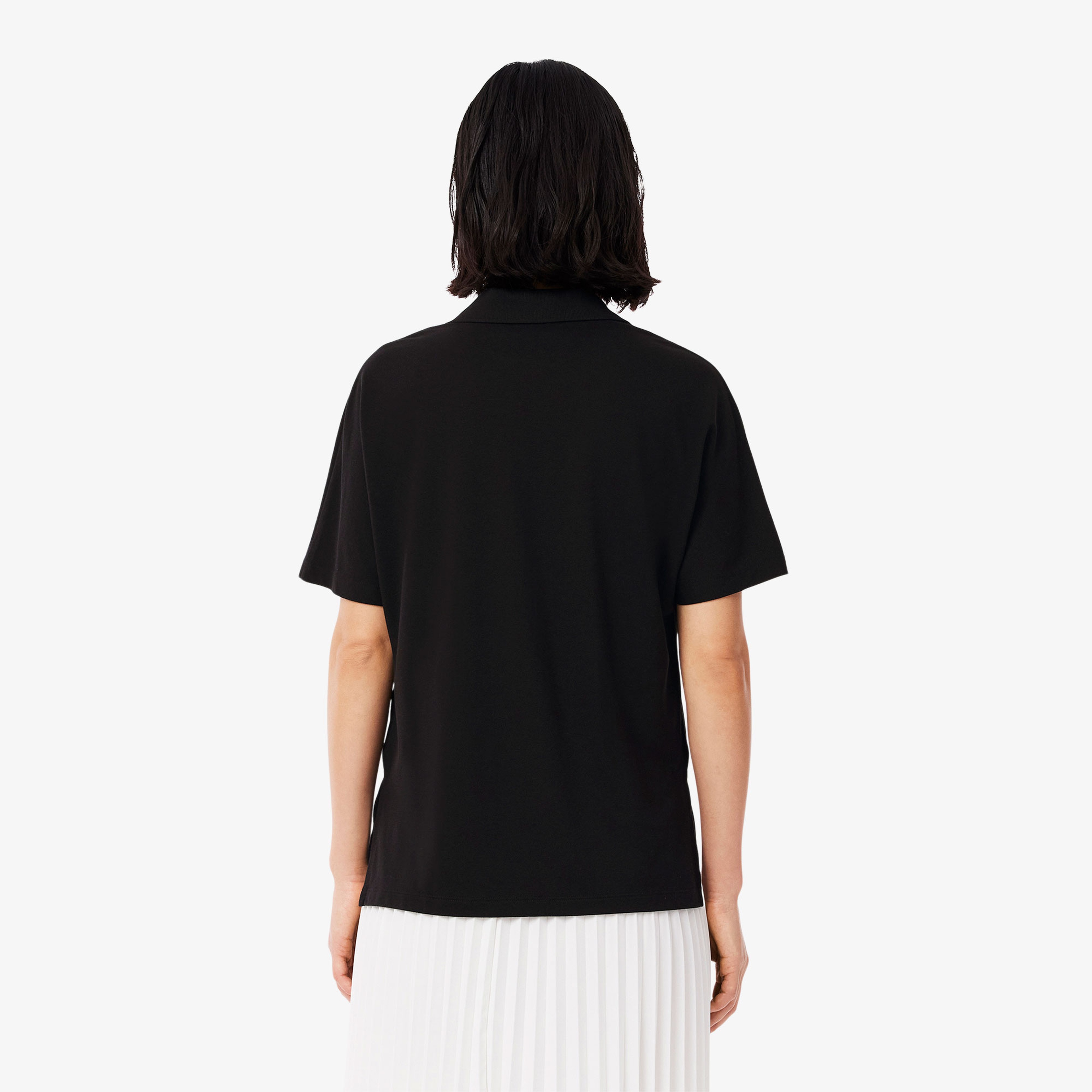 Kadın Relaxed Fit Polo Yaka Siyah Polo