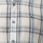 Erkek Regular Fit Ekose Keten Koyu Mavi Gömlek