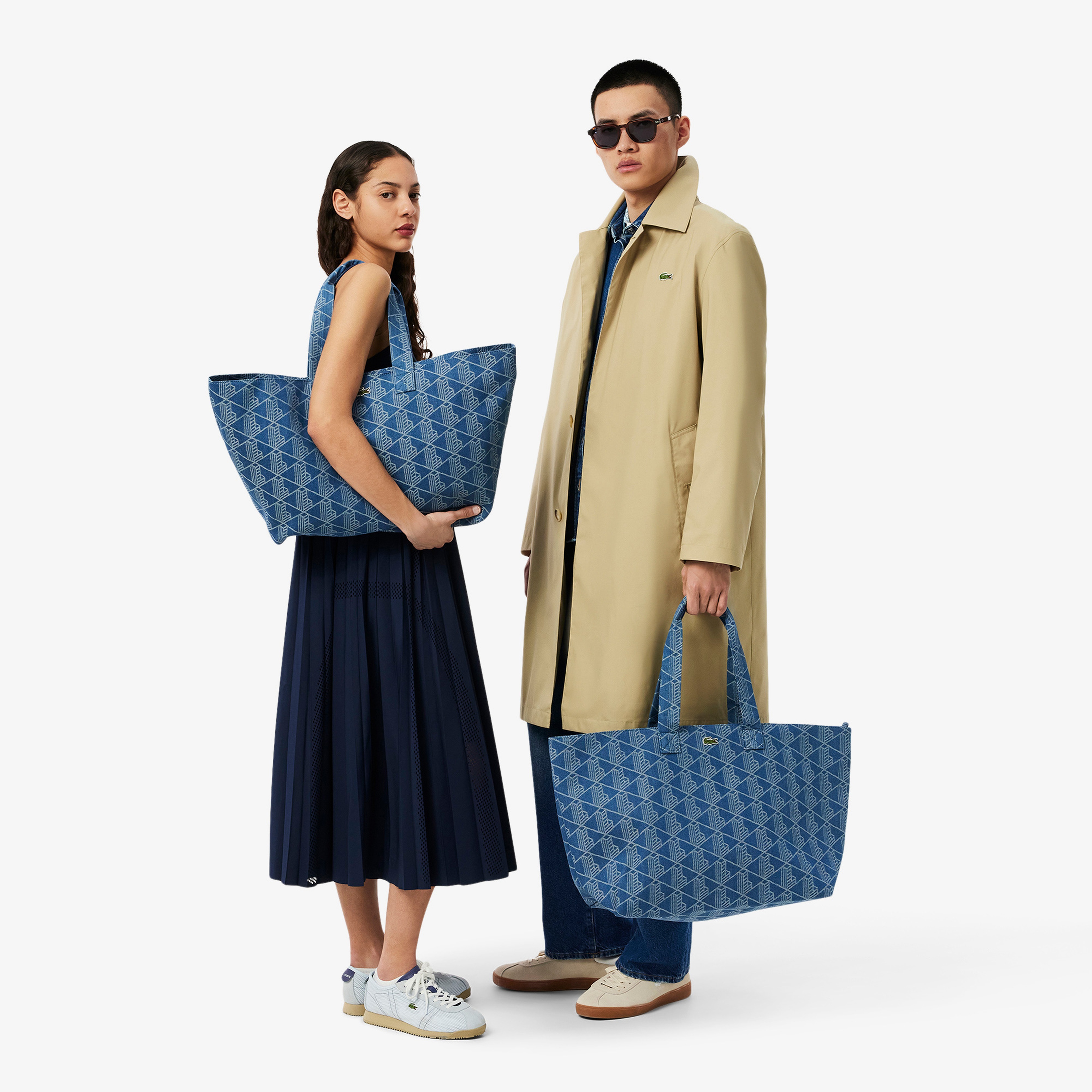 Unisex Monogram Mavi Omuz Çantası