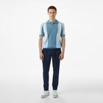 Erkek Regular Fit Kısa Kollu Polo Yaka Renk Bloklu Mavi Triko