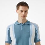 Erkek Regular Fit Kısa Kollu Polo Yaka Renk Bloklu Mavi Triko