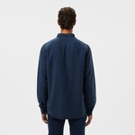 Erkek Slim Fit Düğmeli Yaka Lacivert Gömlek