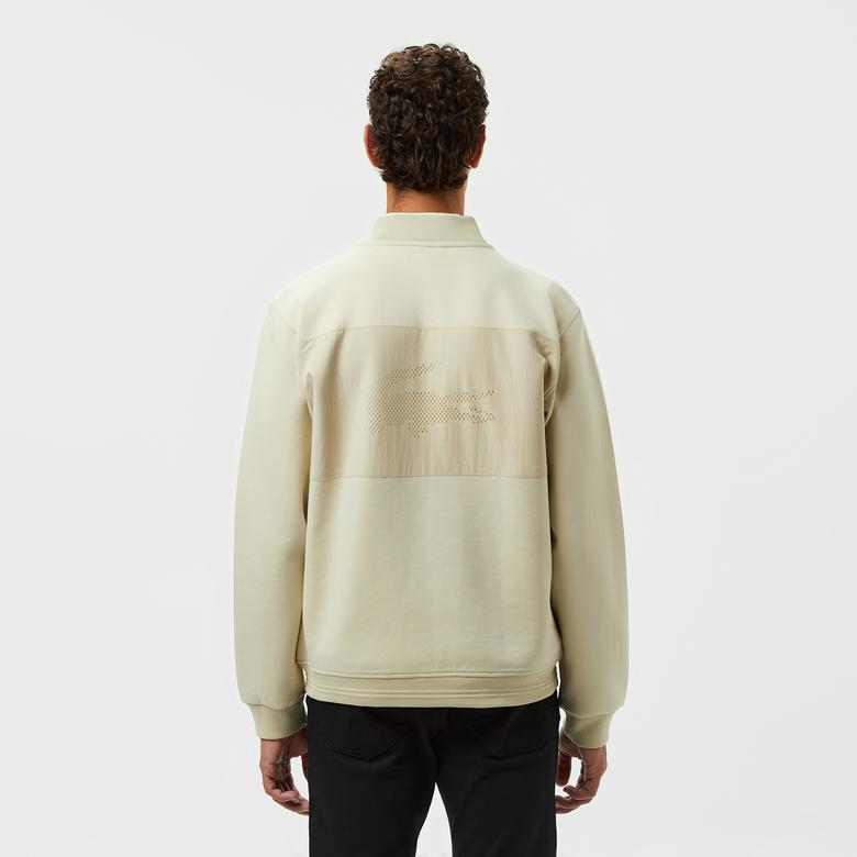 Erkek Fermuarlı Bej Sweatshirt