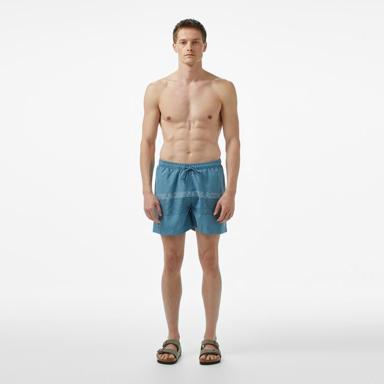 Erkek Regular Fit Baskılı Mavi Mayo