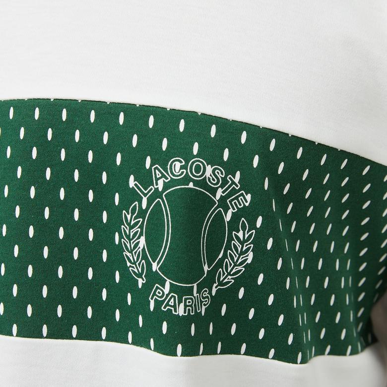 Erkek Bisiklet Yaka Baskılı Beyaz T-Shirt