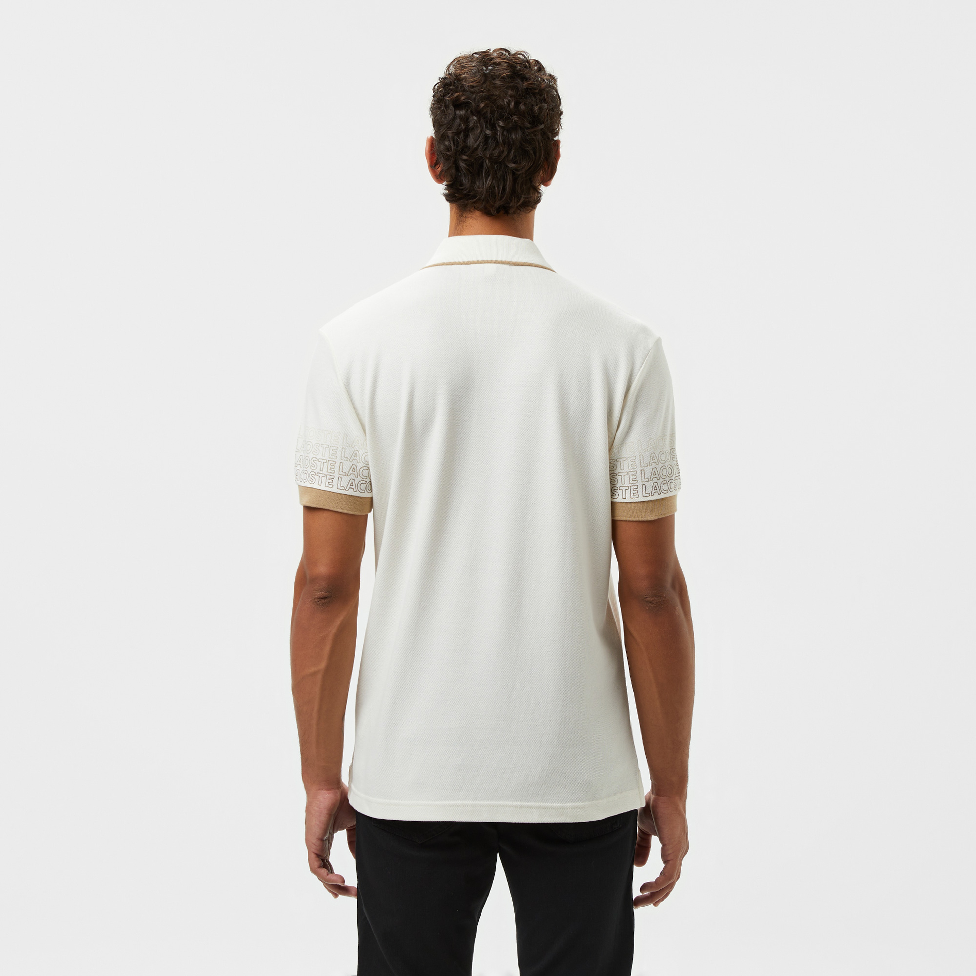 Loose Fit Erkek Baskılı Beyaz Polo