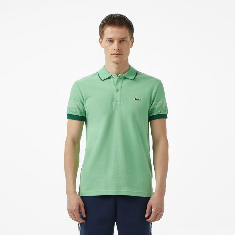 Loose Fit Erkek Baskılı Açık Yeşil Polo