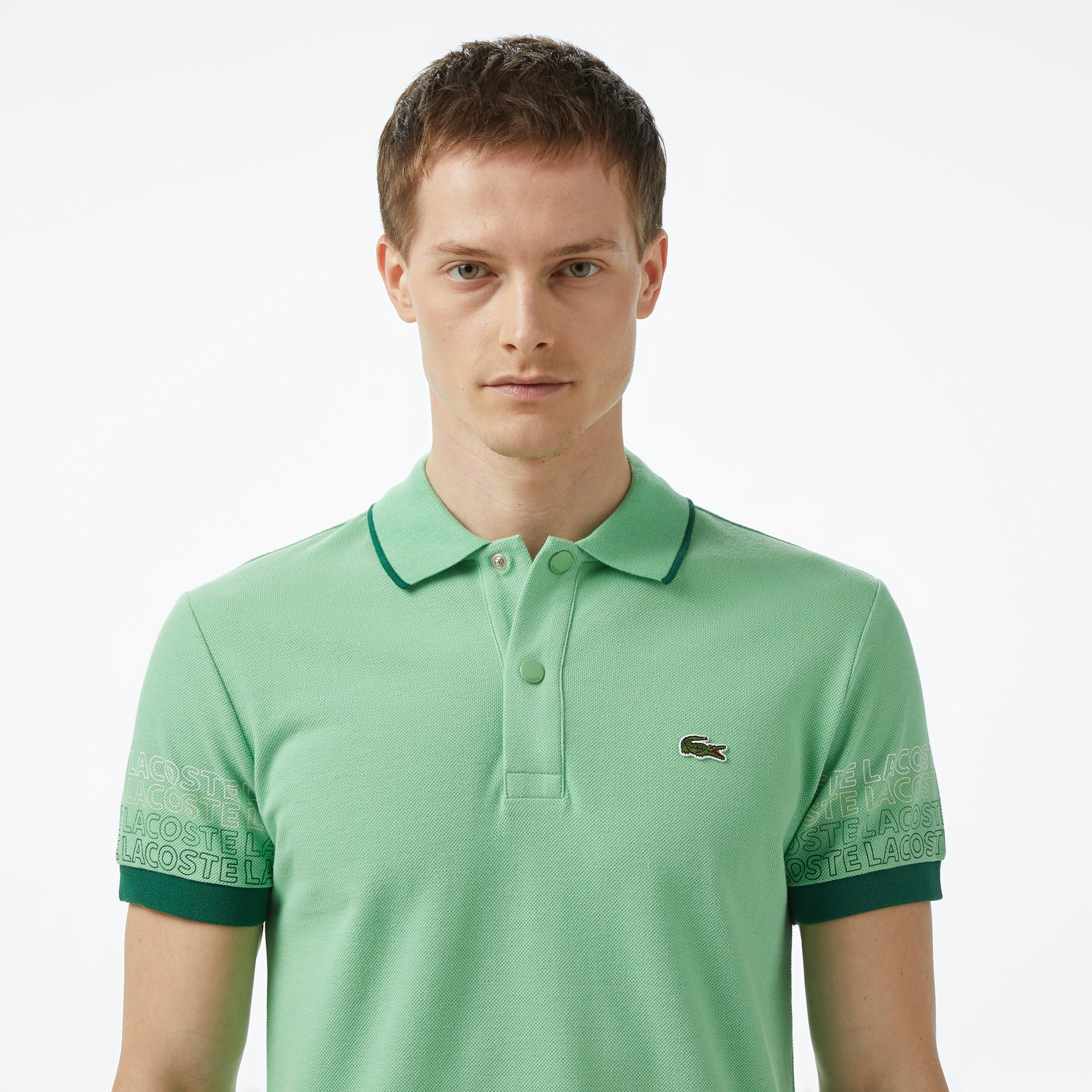 Loose Fit Erkek Baskılı Açık Yeşil Polo