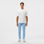 Erkek Oversize Fit Yarım Fermuarlı Beyaz Polo