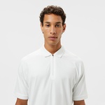 Erkek Oversize Fit Yarım Fermuarlı Beyaz Polo