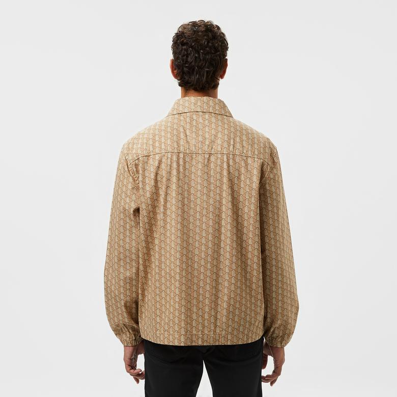 Erkek Loose Fit Monogram Bej Ceket