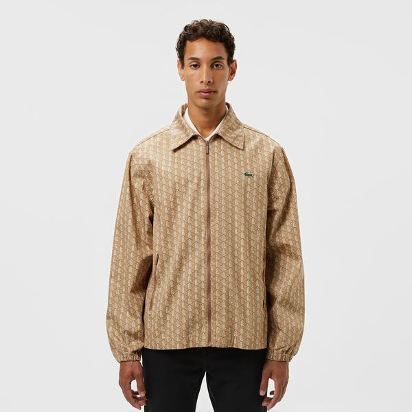 Erkek Loose Fit Monogram Bej Ceket