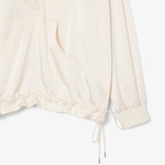 Kadın Oversize Fit Yarım Fermuarlı Krem Sweatshirt