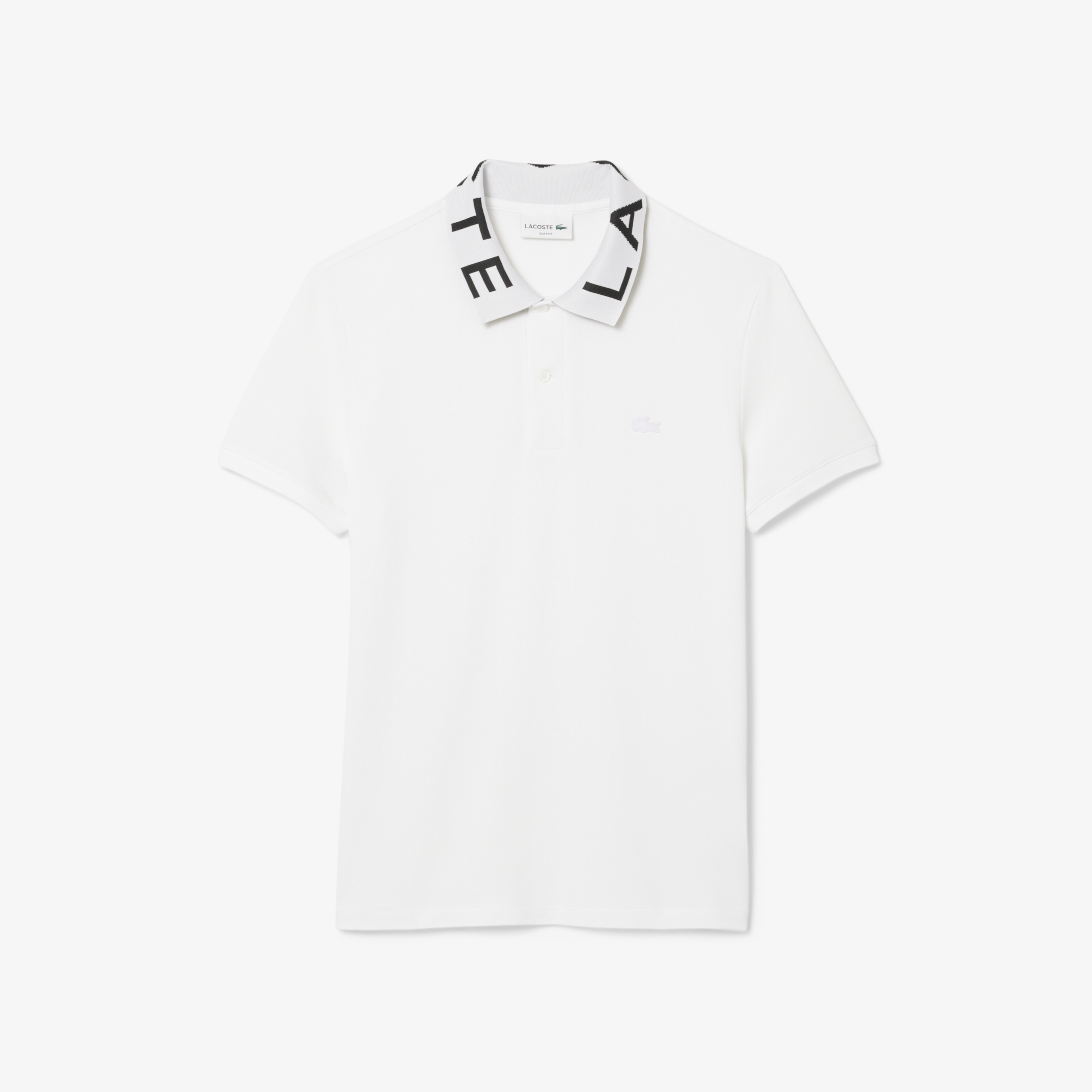 Erkek Slim Fit Baskılı Beyaz Polo