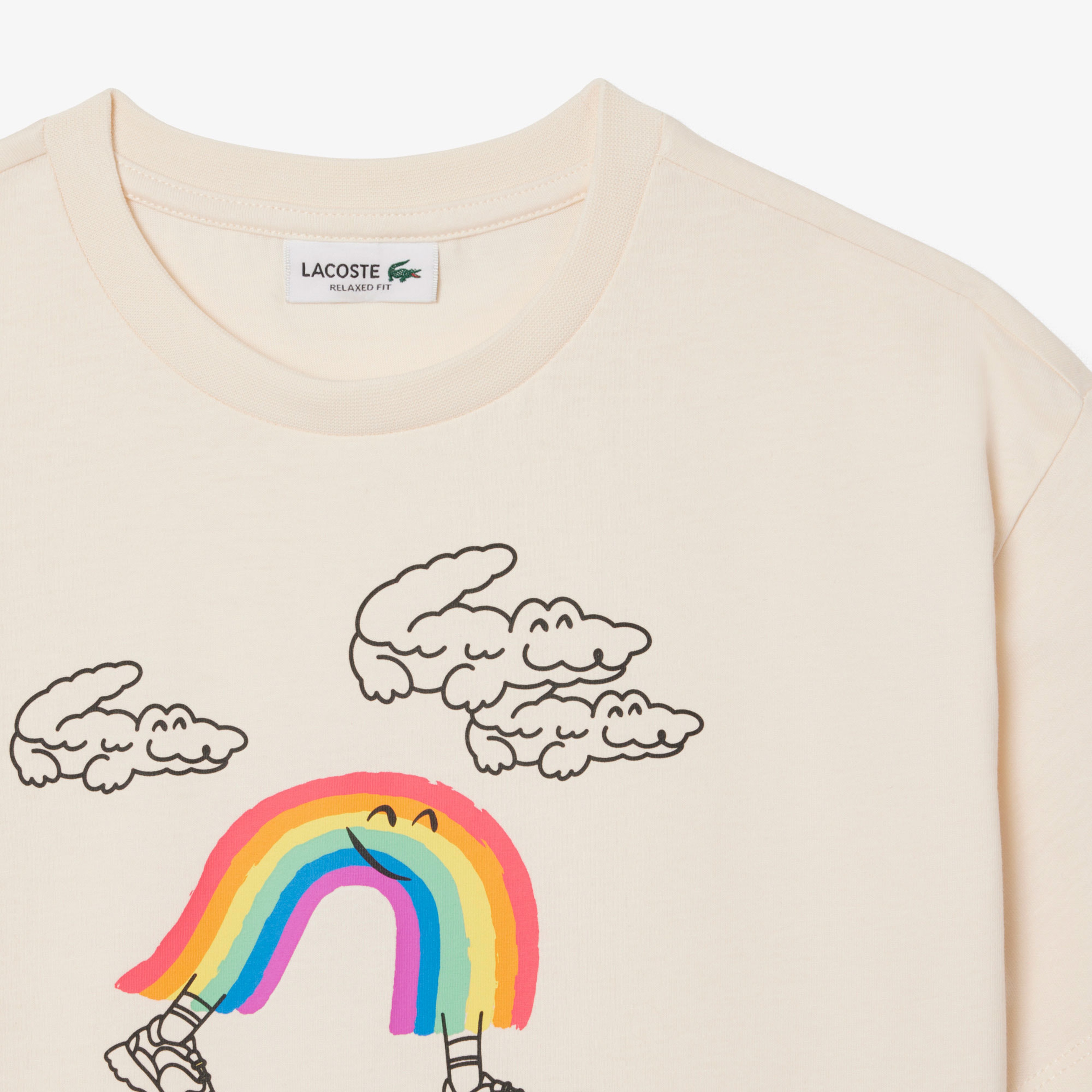 Çocuk Bisiklet Yaka Desenli Krem T-Shirt