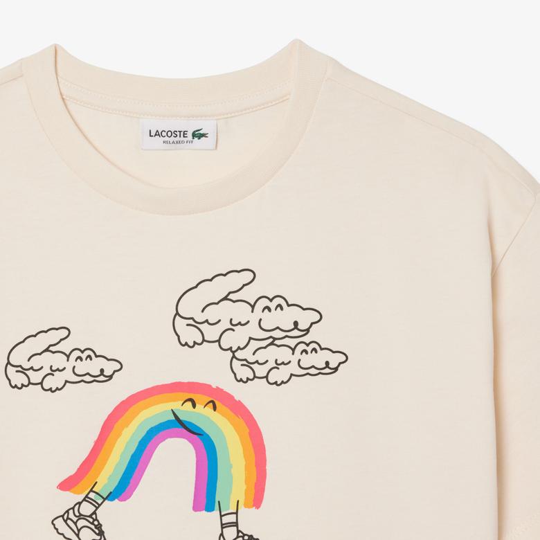 Çocuk Bisiklet Yaka Desenli Krem T-Shirt